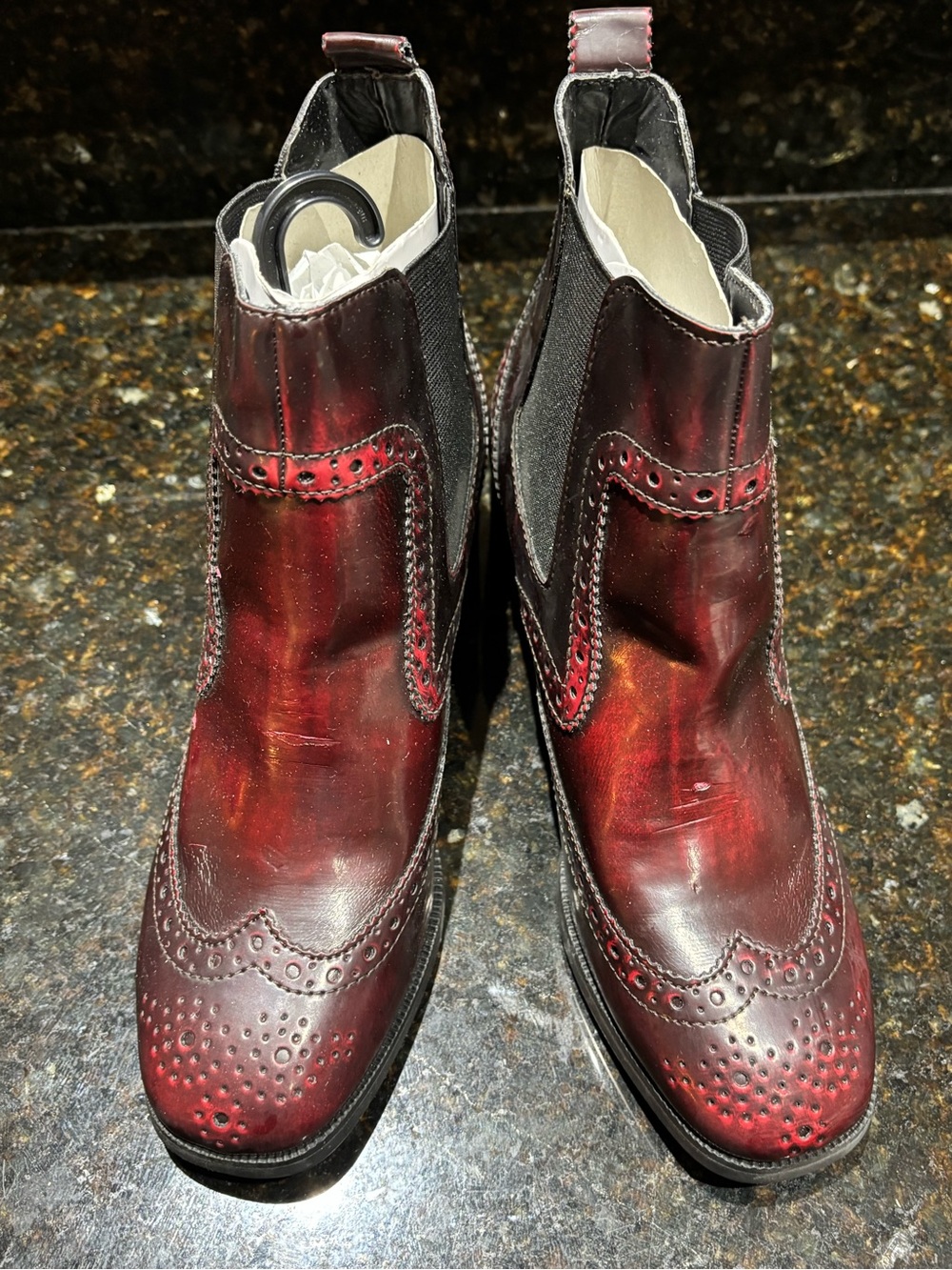 Women’s Burgundy Brogue Chelsea Boots